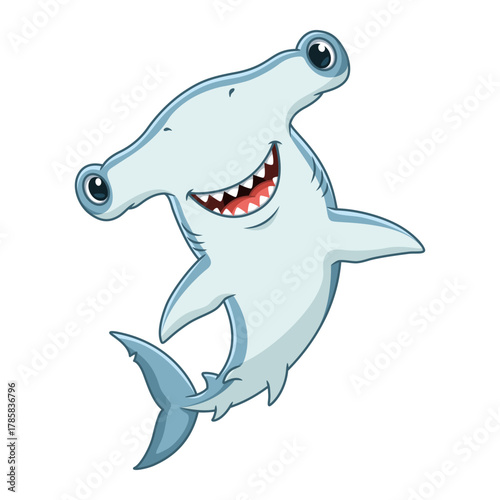 Vector Illustration of Cartoon Hammerhead Shark
