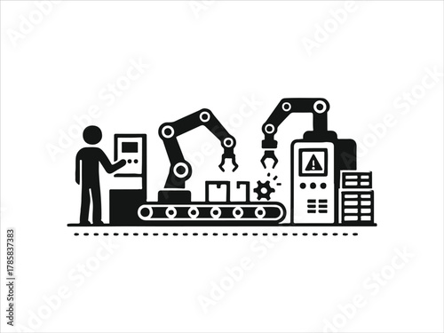 
Modern production line automation vector concept