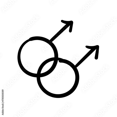 Two interlocking male symbols representing homosexuality, LGBTQ+ pride, and gay relationships