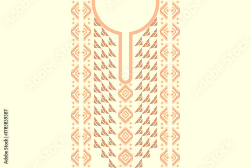 Neckline embroidery geometric abstract elements neck pattern. Native decorative design for fabric, clothing, illustration, texture, collar decor, border, rug, decoration, printing, element, necklace