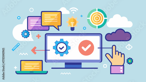 Digital business process automation and workflow management concept illustration
