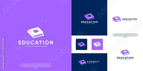 symbol of knowledge with the concept of books, modern education, digital services, graphic design logo.
