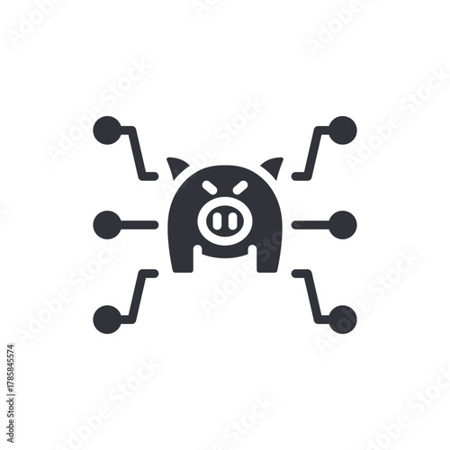 Digital Pig Network Icon Illustration Farm Animal