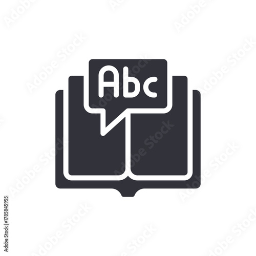 Open Book With Alphabet Speech Bubble Icon Design