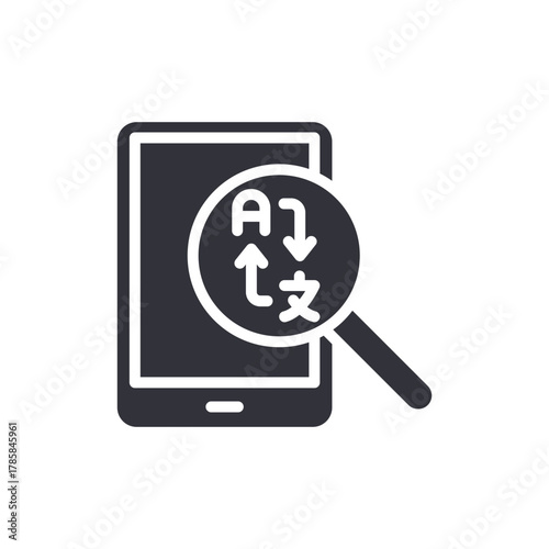 Mobile Translation App With Magnifying Glass Icon