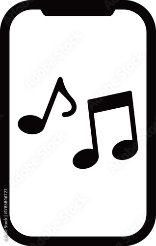 スマホと音楽アプリのアイコン　モノトーン