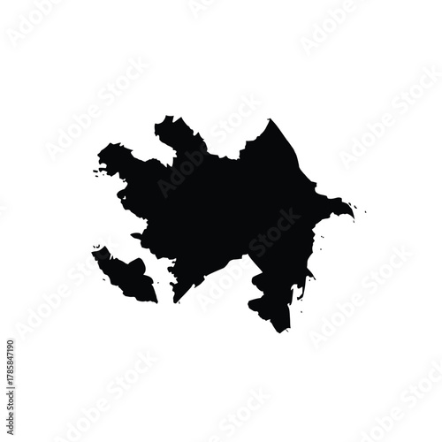 Azerbaijan black silhouette map vector illustration isolated on white background high detailed country outline geographical shape concept element.