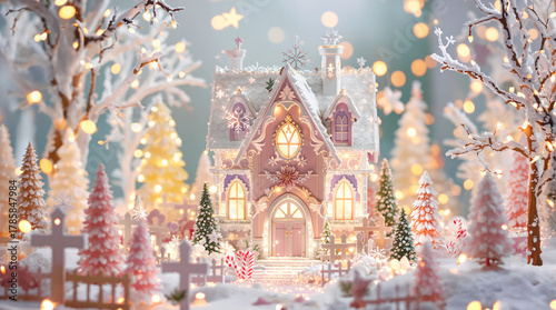 パステルカラーのお菓子の家