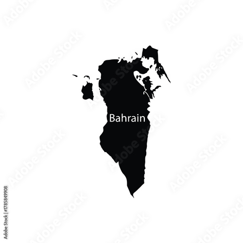 Official black silhouette outline map of bahrain geographic territory vector design illustration on white background element for atlas geography political document.