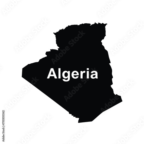 Algerian republic territory outline silhouette drawing geographic boundary shape region land area graphic design element isolated vector image.