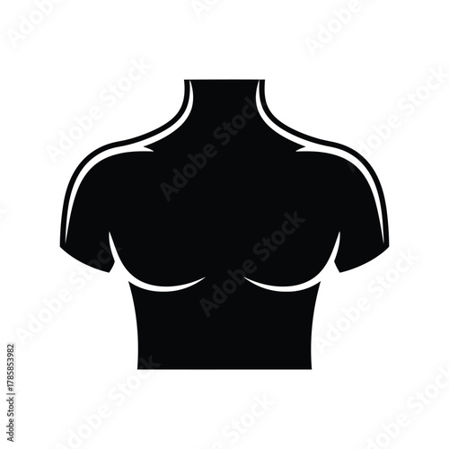 Male torso silhouette icon with muscular chest   fitness bodybuilding graphic vector