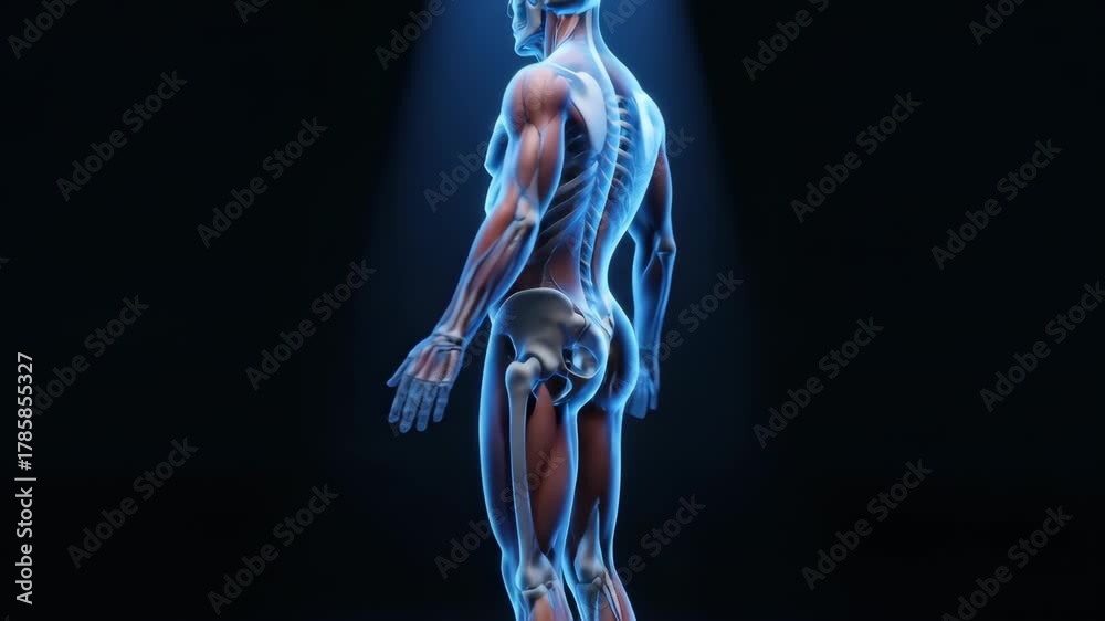 Human Anatomy Visualization Showing Muscular Structure and Skeletal ...