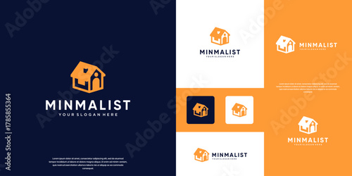 minimalist house building logo, property symbol, graphic design illustration.