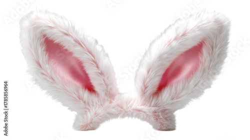 Fluffy White Rabbit Ears with Pink Interior