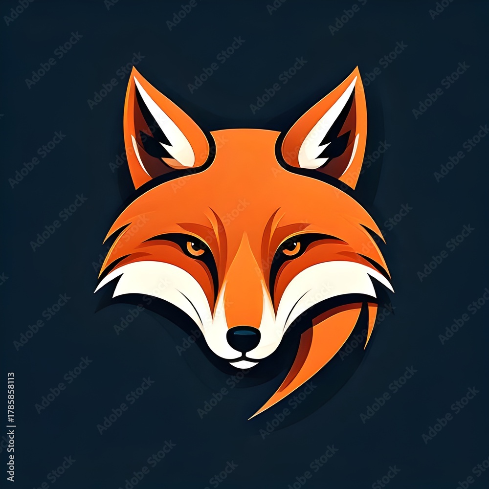 Obraz premium Stylized Fox Head Logo Design with Bold Colors and Shapes.