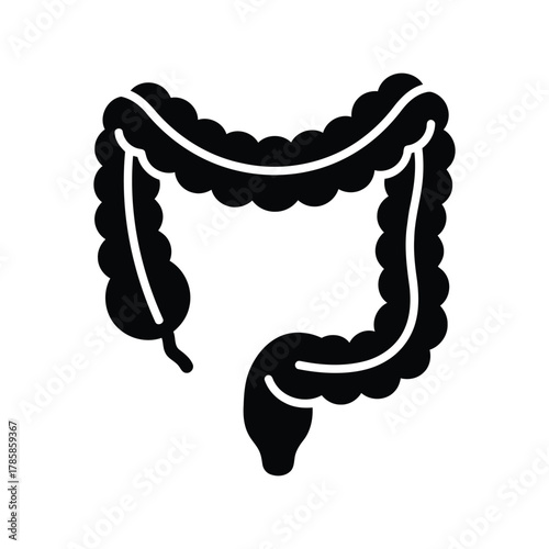 Human large intestine colon digestive system anatomy medical organ health care icon