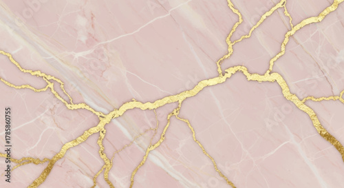 Abstract Pink Marble with Gold Veins, Luxurious Stone Texture Background