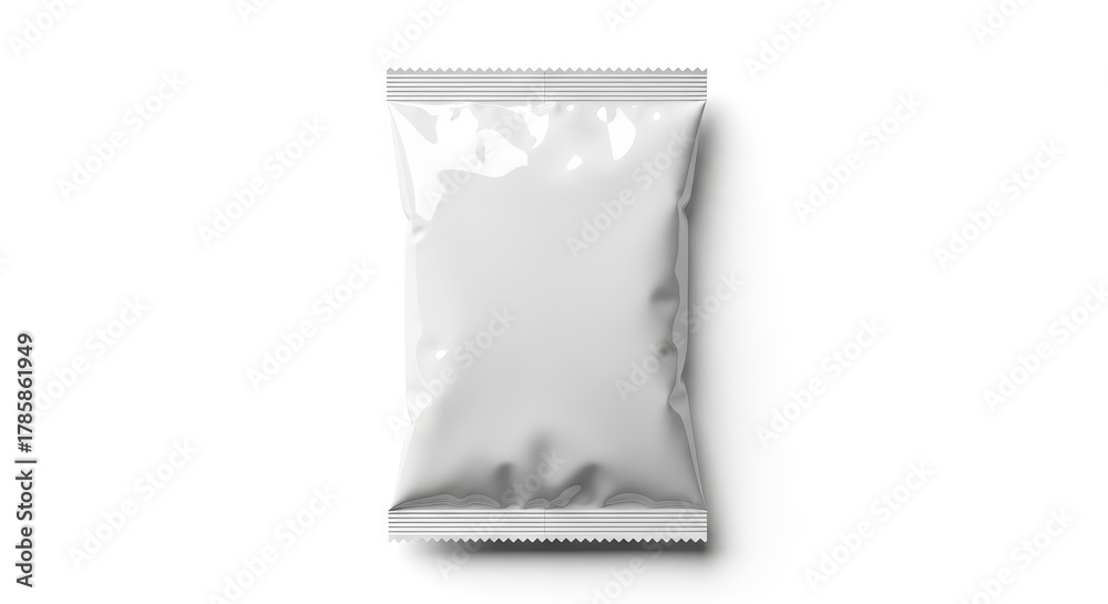 Naklejka premium White Snack Bag Packaging Mockup on White Background