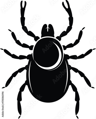 Tick vector silhouette black and white parasite insect pest arachnid art eps