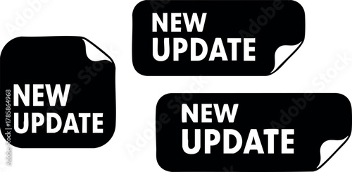 New update message icons with curled corner vector illustration for software notifications 