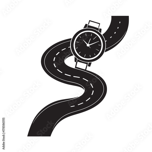 Passage Of Time Along The Road Silhouette