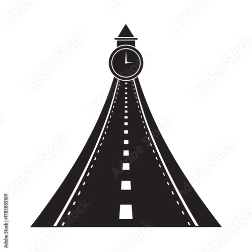 Old Clock On Journey Pathway Silhouette