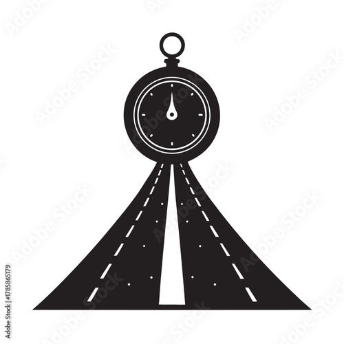 Road Of Time Vintage Watch Concept Silhouette