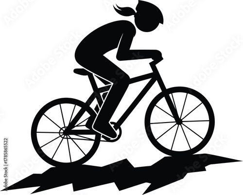 Cyclist silhouette vector illustration cycling sport bicycle riding race eps
