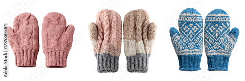 Set of Minimalist layout of knitting and crochet pattern swatches on white on transparent png background. Ai generated