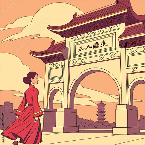 woman walking in the city