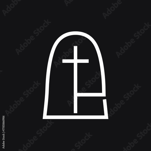 Abstract white cross design on black background for symbolism and faith