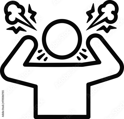 Anger management tips frustration stress relief mental health burnout icon eps silhouette