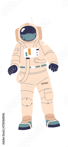 Full-length cosmonaut cosmic discoverer cartoon