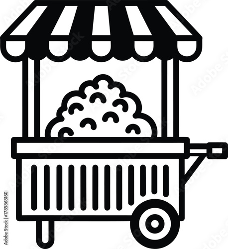 Popcorn cart vector illustration food stall snack vendor icon graphic eps silhouette