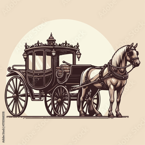 flat illustration of horse carriage