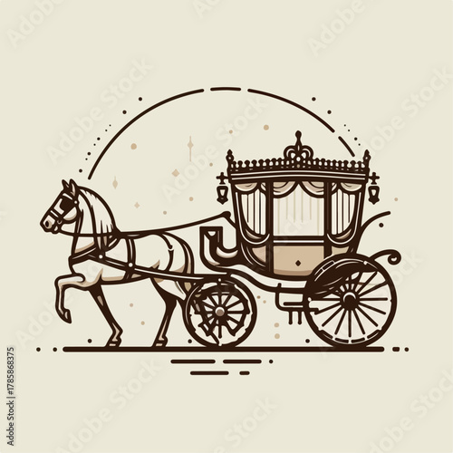 flat illustration of horse carriage