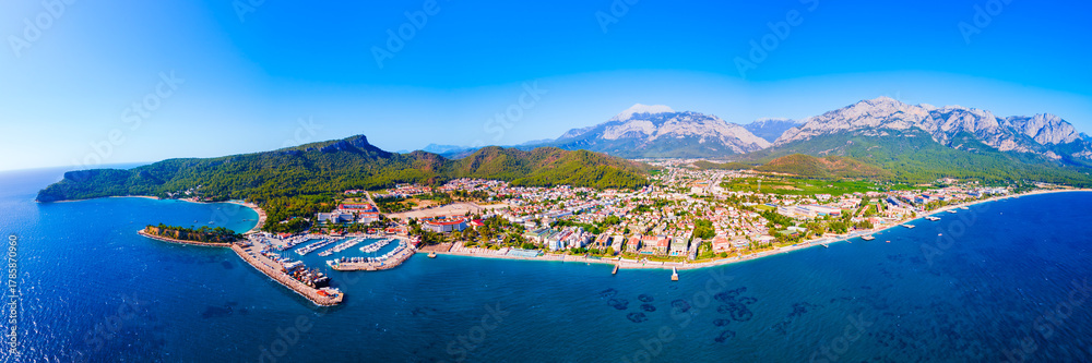 Obraz premium Kemer city beach aerial panoramic view, Turkey