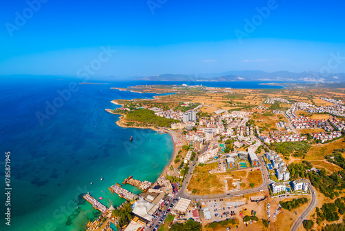 Fototapeta Naklejka Na Ścianę i Meble -  Didim city beach aerial panoramic view in Turkey