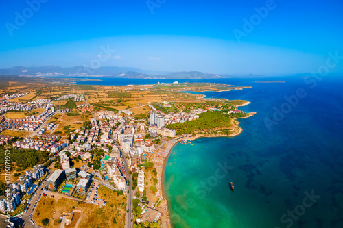 Fototapeta Naklejka Na Ścianę i Meble -  Didim city beach aerial panoramic view in Turkey