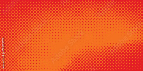 Dots halftone orange color pattern gradient texture with technology digital background. Dots pop art