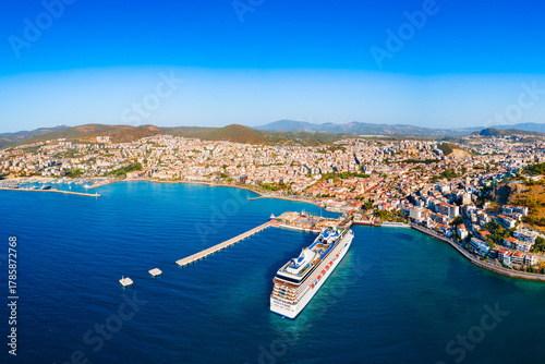 Fototapeta Naklejka Na Ścianę i Meble -  Kusadasi city aerial panoramic view in Aydin Province, Turkey