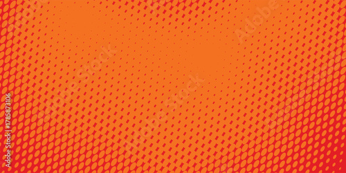 Dots halftone orange color pattern gradient texture with technology digital background. Dots pop art