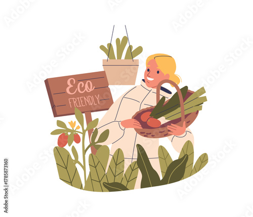 Woman buying eco friendly greenery