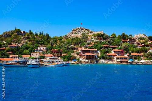 Fototapeta Naklejka Na Ścianę i Meble -  Simena Castle in Kalekoy village in Turkey