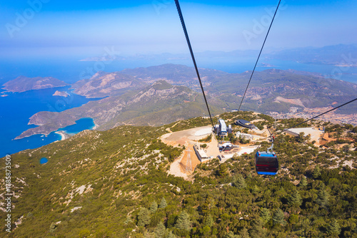 Fototapeta Naklejka Na Ścianę i Meble -  Cable car at Babadag mountain in Turkey