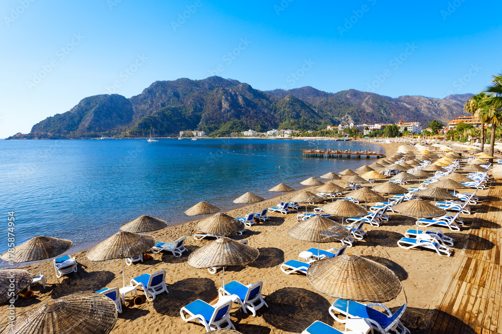 Fototapeta premium Icmeler town main public beach in Turkey