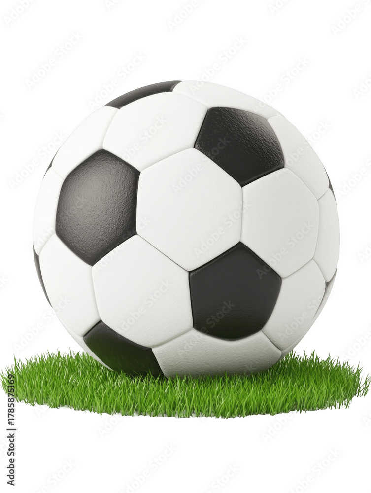 Fototapeta premium Classic soccer ball on grass perfect for sports design projects