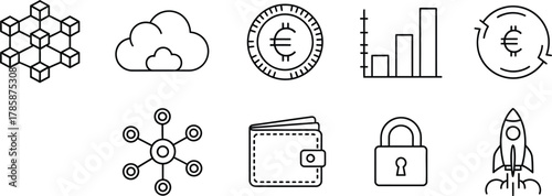 Vector art of business and finance line icons