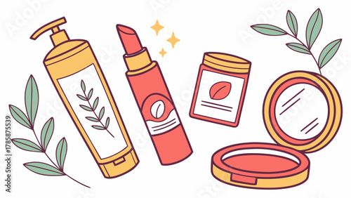 Cosmetic products and beauty accessories with leaf