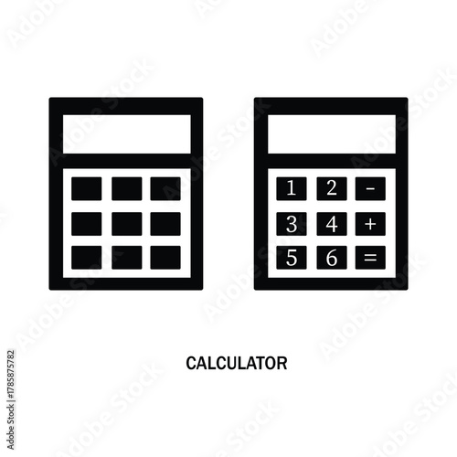 Calculator Icon Set Black Symbol Vector Illustration Accounting Finance Math